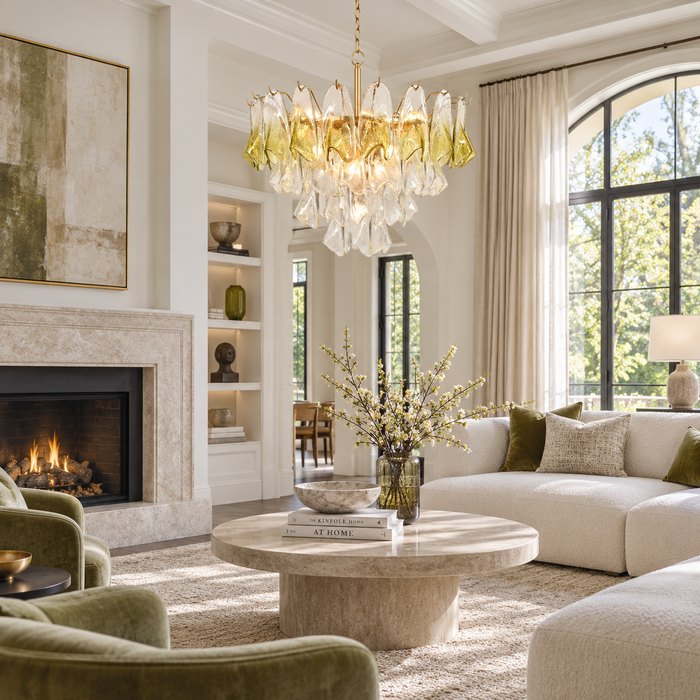 Novella 17-Light Gold Empire Tiered Chandelier with Glass Shade