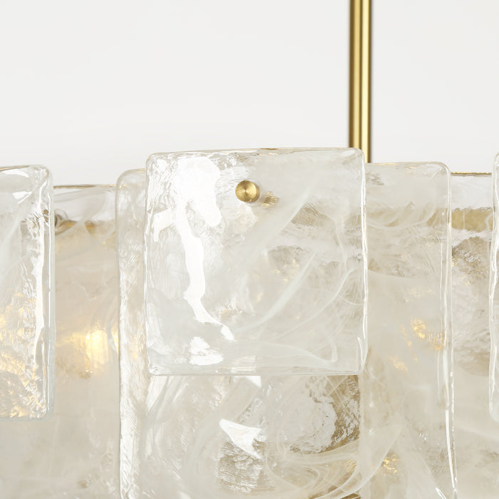 Rivora 13-Light Brass Empire Tiered Chandelier with Opal Glass Shade