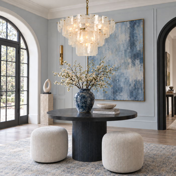 Rivora 13-Light Brass Empire Tiered Chandelier with Opal Glass Shade