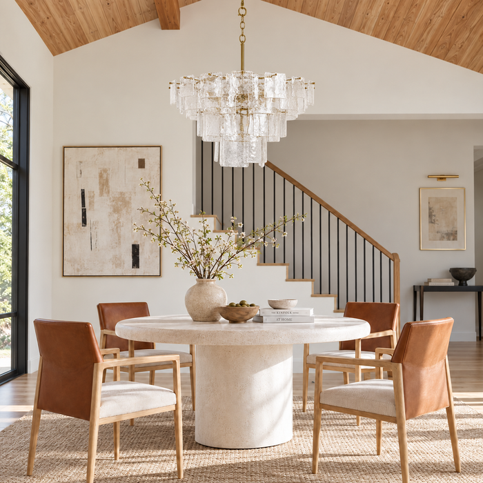 Rivora 13-Light Brass Empire Tiered Chandelier with Seeded Glass Shade