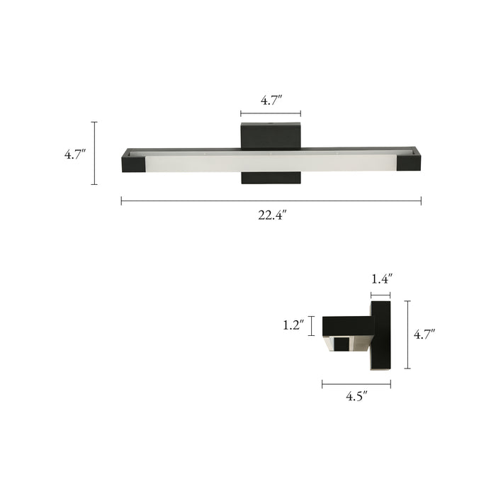Lunova 1-Light Black Square Wall Sconce
