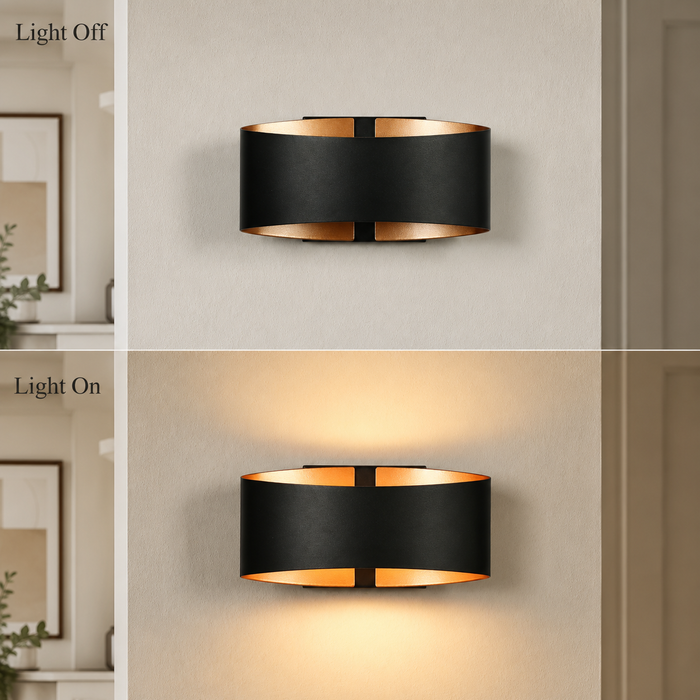 Lunova 1-Light Black & Gold Square Wall Sconce