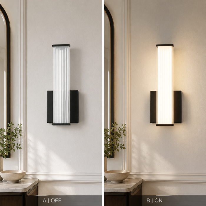 Lunova 1-Light Black Square Vertical Wall Sconce