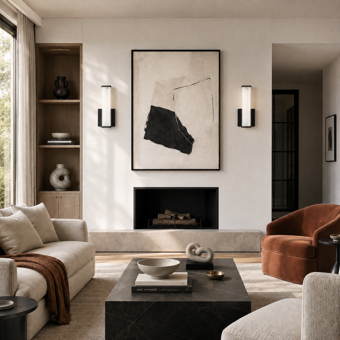Lunova 1-Light Black Square Vertical Wall Sconce