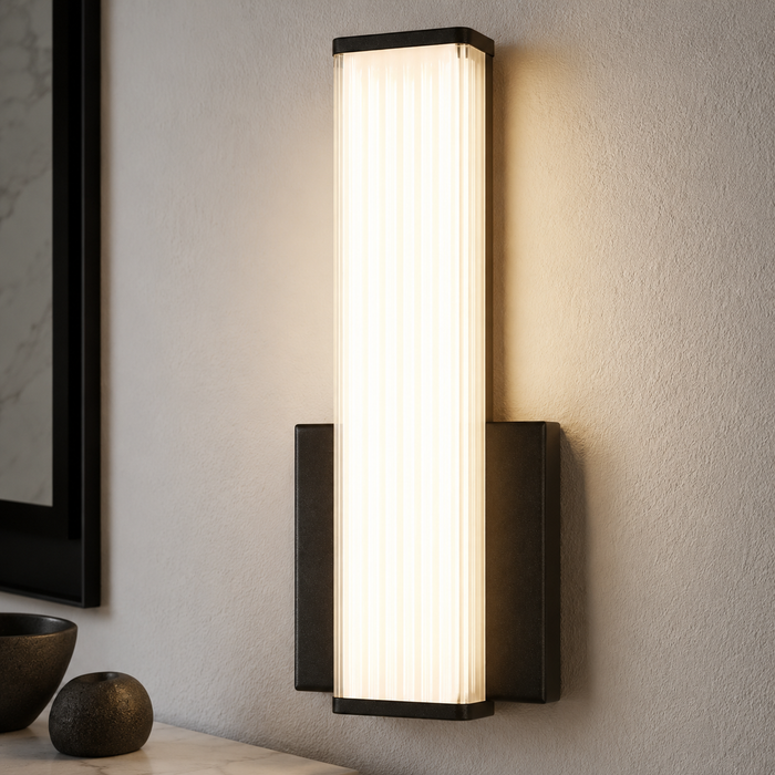 Lunova 1-Light Black Square Vertical Wall Sconce