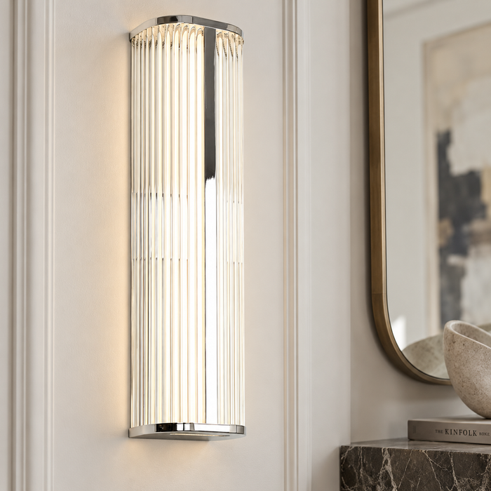 Lunova 1-Light Chrome Square Wall Sconce with Glass Shade