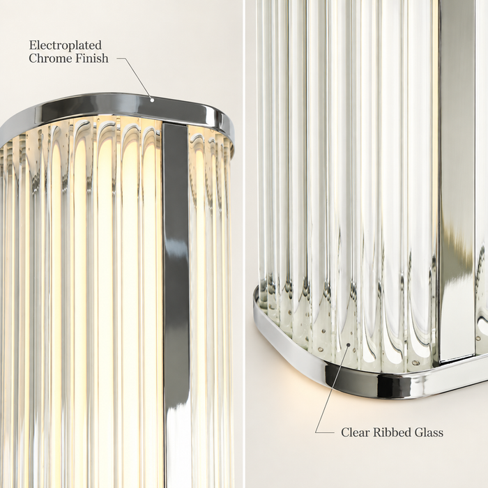 Lunova 1-Light Chrome Square Wall Sconce with Glass Shade