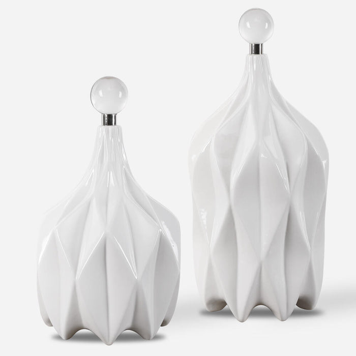 Uttermost Klara White Bottles Set/2