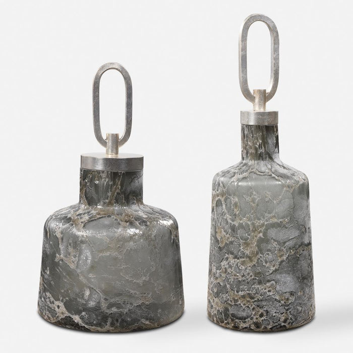 Uttermost Storm Art Glass Bottles Set/2