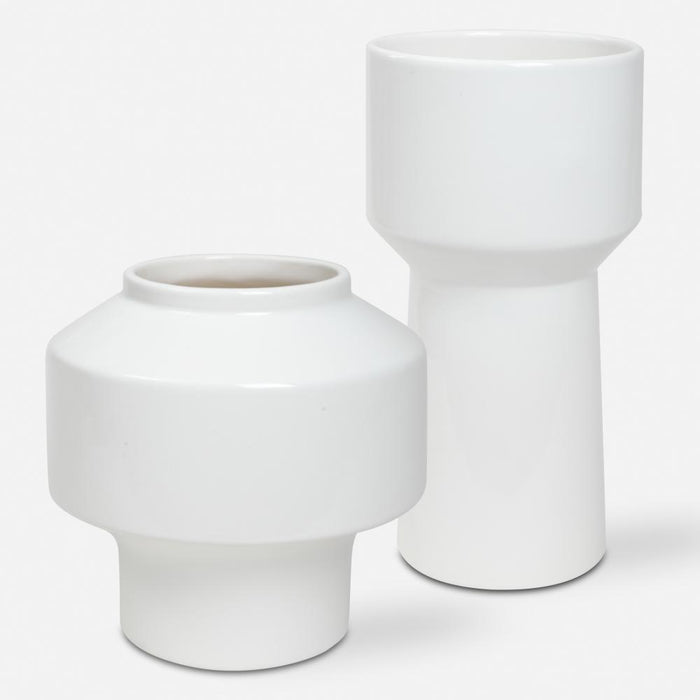 Uttermost Illumina Abstract White Vases Set/2