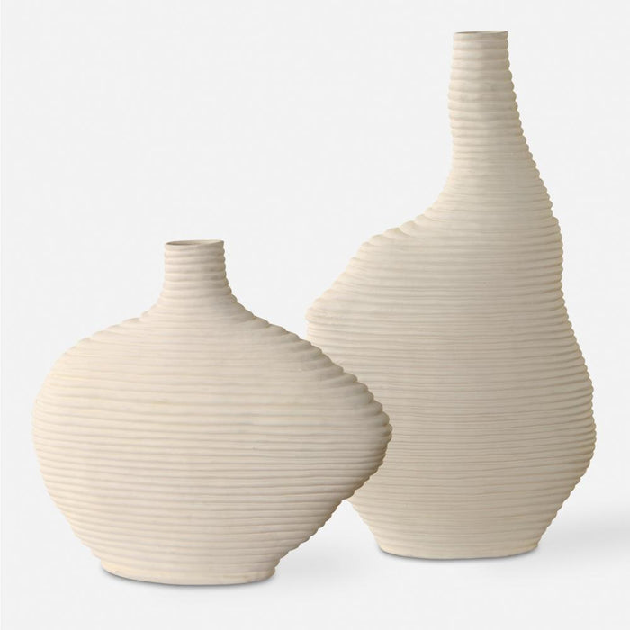 Uttermost Duostacked Matte White Vases Set/2