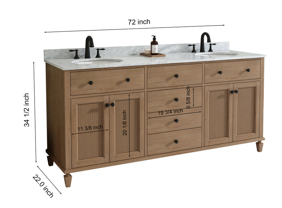 Annie 72" Weather Fir Double Bathroom Vanity