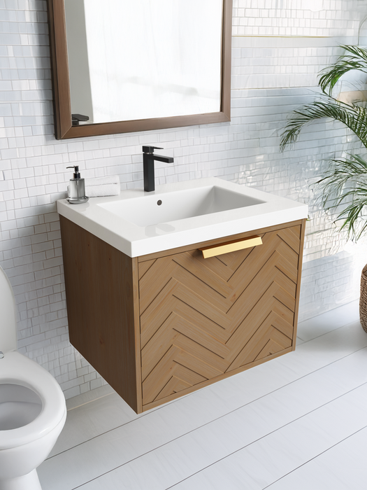 Carlsbad 24" Wall Mounted Bathroom Vanity with White Sink