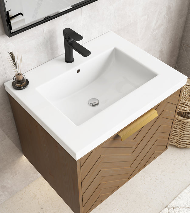 Carlsbad 24" Wall Mounted Bathroom Vanity with White Sink