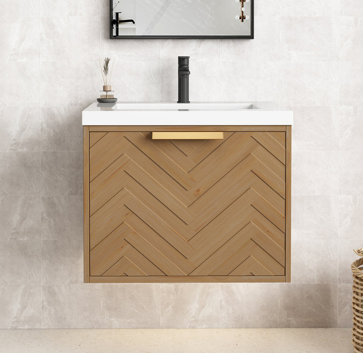 Carlsbad 24" Wall Mounted Bathroom Vanity with White Sink