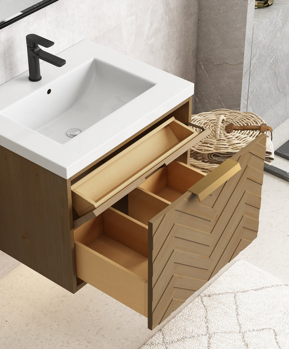 Carlsbad 24" Wall Mounted Bathroom Vanity with White Sink
