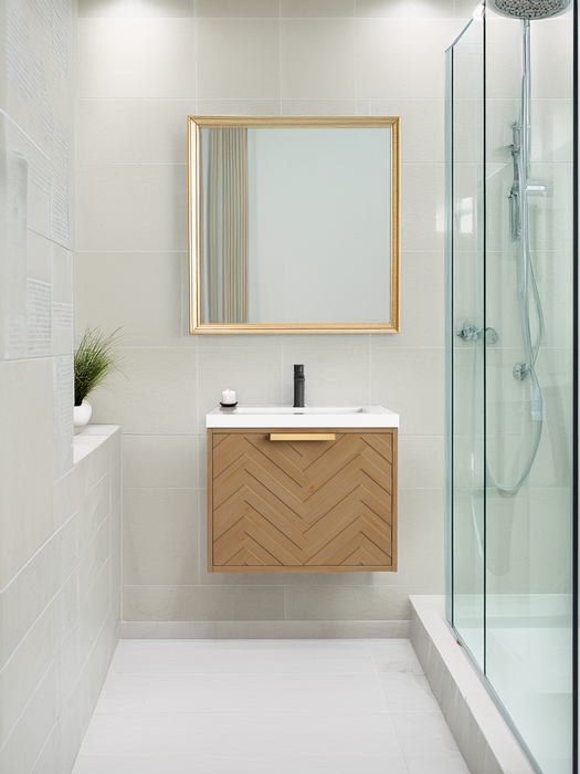 Carlsbad 24" Wall Mounted Bathroom Vanity with White Sink