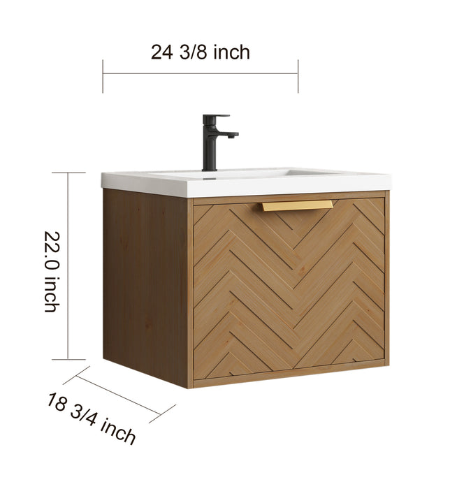 Carlsbad 24" Wall Mounted Bathroom Vanity with White Sink
