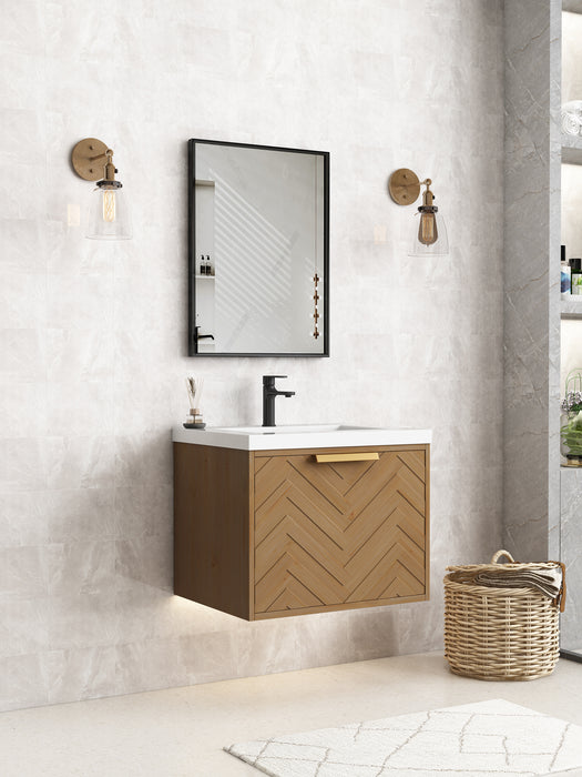 Carlsbad 24" Wall Mounted Bathroom Vanity with White Sink