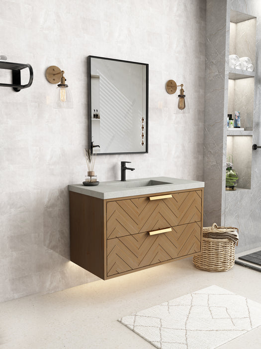 Carlsbad 36" Wall Mounted Bathroom Vanity with Gray Sink