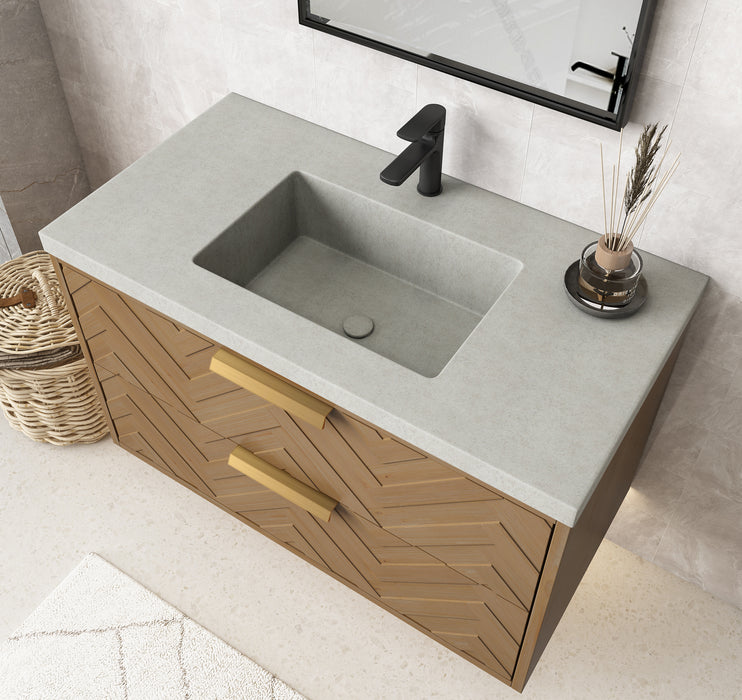 Carlsbad 36" Wall Mounted Bathroom Vanity with Gray Sink