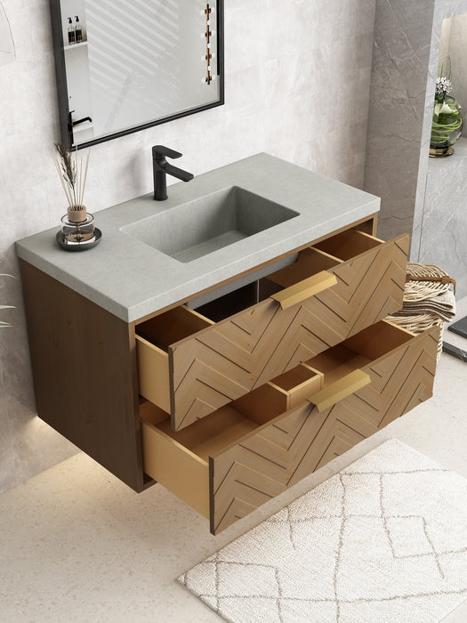 Carlsbad 36" Wall Mounted Bathroom Vanity with Gray Sink
