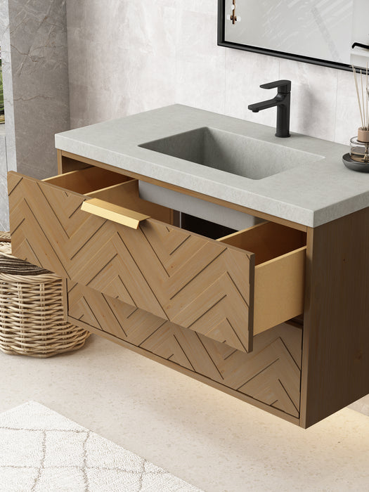 Carlsbad 36" Wall Mounted Bathroom Vanity with Gray Sink