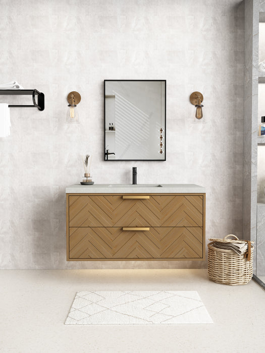 Carlsbad 42" Wall Mounted Bathroom Vanity with Gray Sink