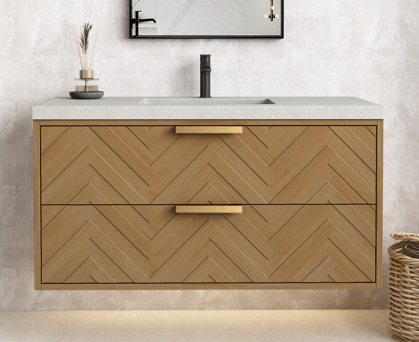 Carlsbad 42" Wall Mounted Bathroom Vanity with Gray Sink