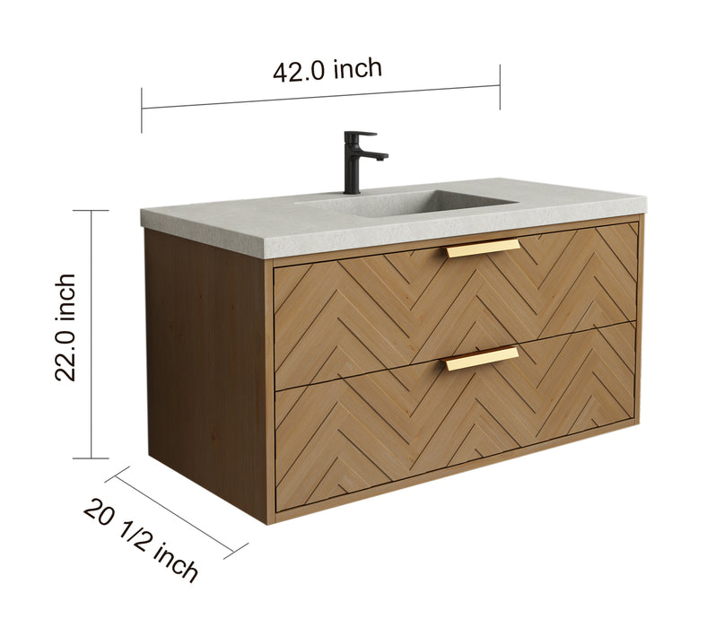 Carlsbad 42" Wall Mounted Bathroom Vanity with Gray Sink