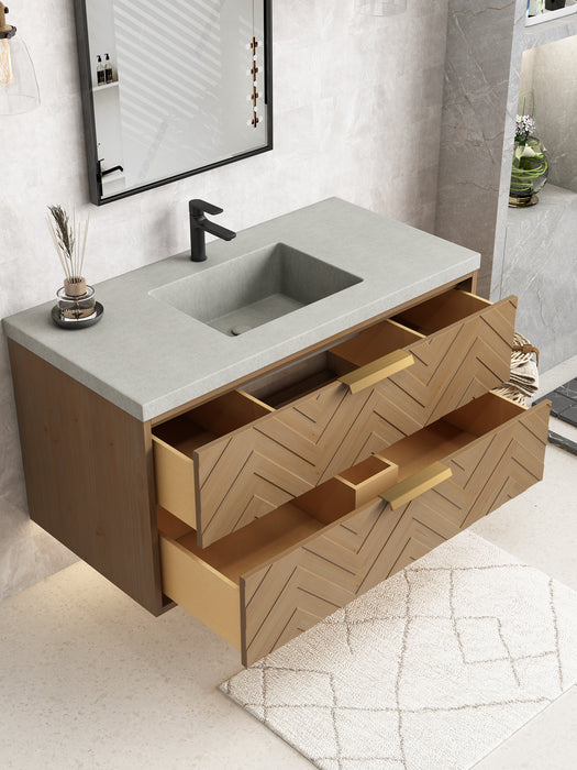 Carlsbad 42" Wall Mounted Bathroom Vanity with Gray Sink