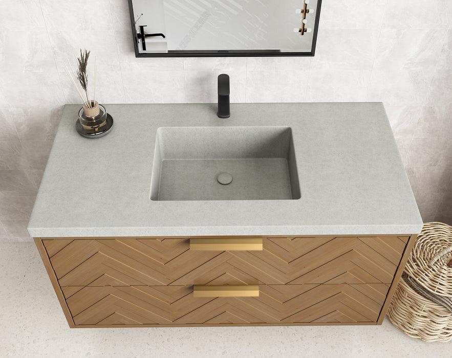 Carlsbad 42" Wall Mounted Bathroom Vanity with Gray Sink