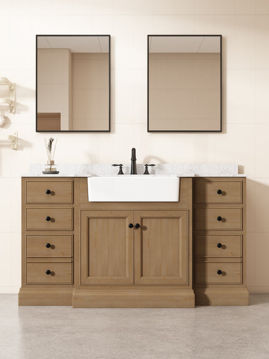 Kelly 60" Single Bathroom Vanity with Marble Top