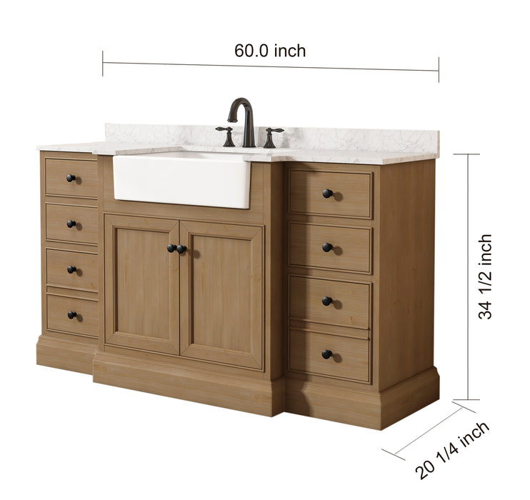 Kelly 60" Single Bathroom Vanity with Marble Top