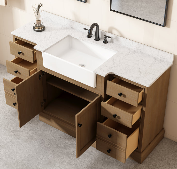 Kelly 60" Single Bathroom Vanity with Marble Top