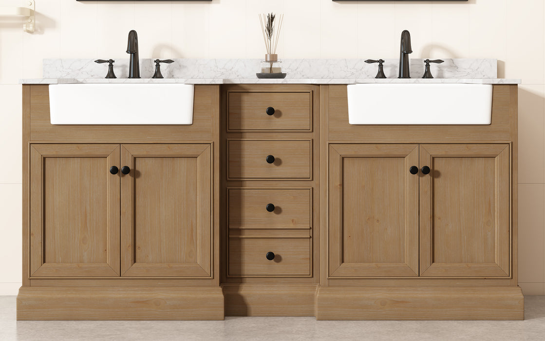 Kelly 72" Double Bathroom Vanity with Marble Top