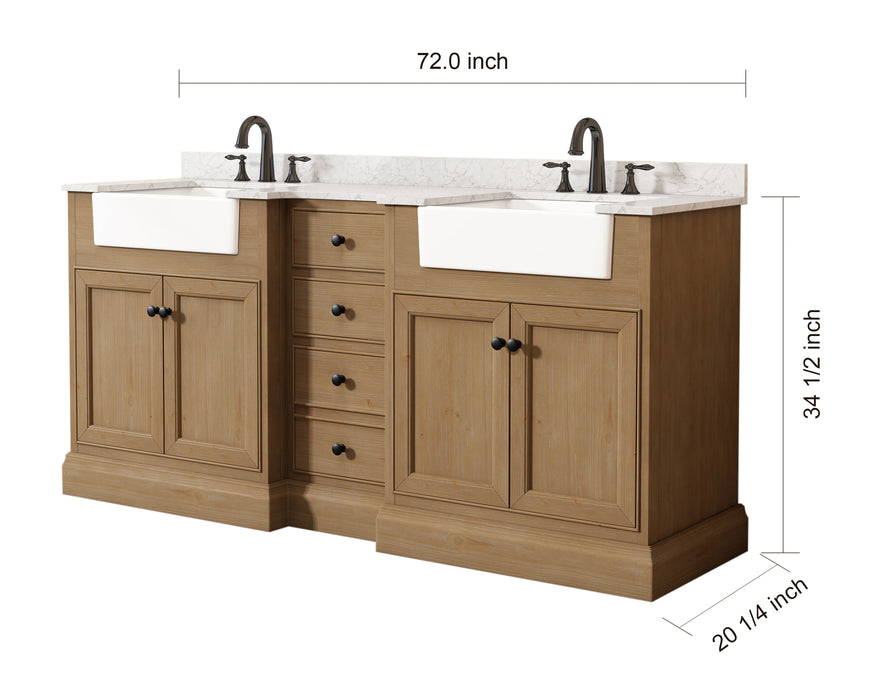 Kelly 72" Double Bathroom Vanity with Marble Top