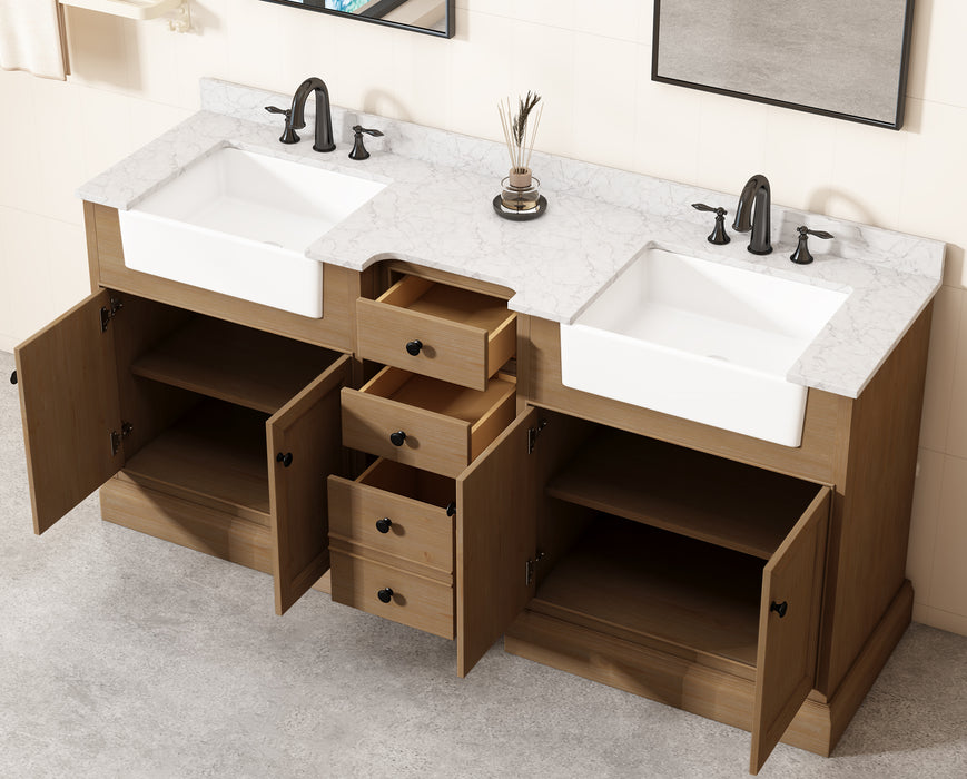 Kelly 72" Double Bathroom Vanity with Marble Top
