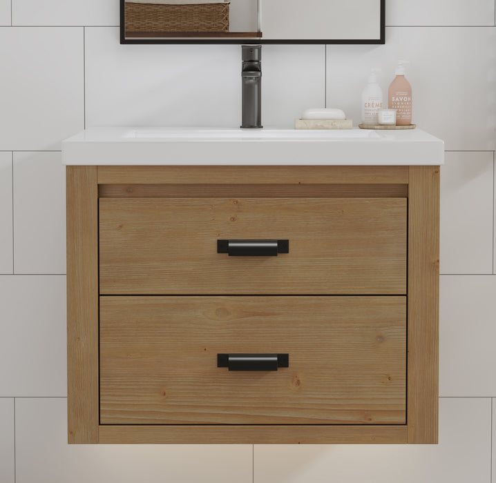 Kane 24" Rustic Bathroom Vanity, Single White Sink