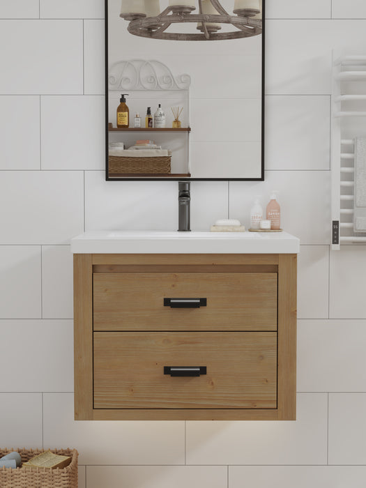 Kane 24" Rustic Bathroom Vanity, Single White Sink