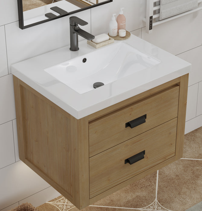 Kane 24" Rustic Bathroom Vanity, Single White Sink
