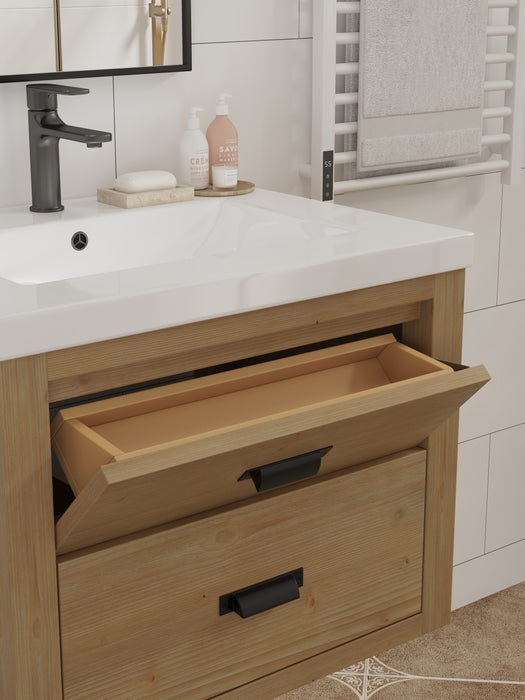 Kane 24" Rustic Bathroom Vanity, Single White Sink
