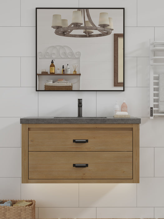 Kane 36" Rustic Bathroom Vanity, Single Gray Sink