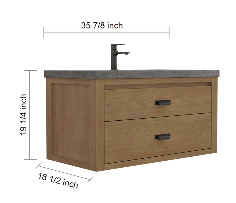 Kane 36" Rustic Bathroom Vanity, Single Gray Sink