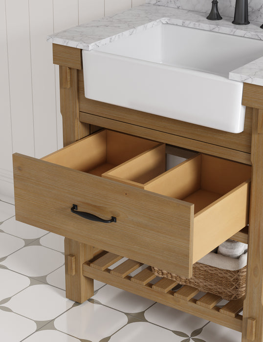 Mina 30" Farmhouse Bathroom Vanity, Backsplash Included