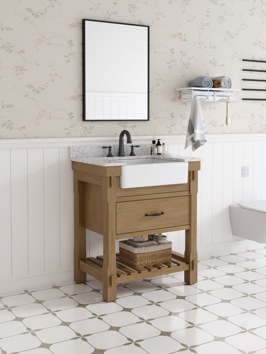 Mina 30" Farmhouse Bathroom Vanity, Backsplash Included