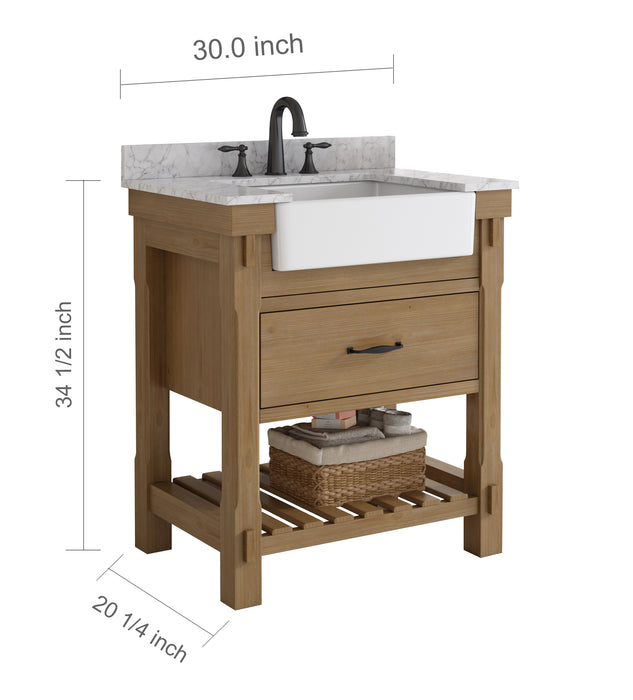 Mina 30" Farmhouse Bathroom Vanity, Backsplash Included
