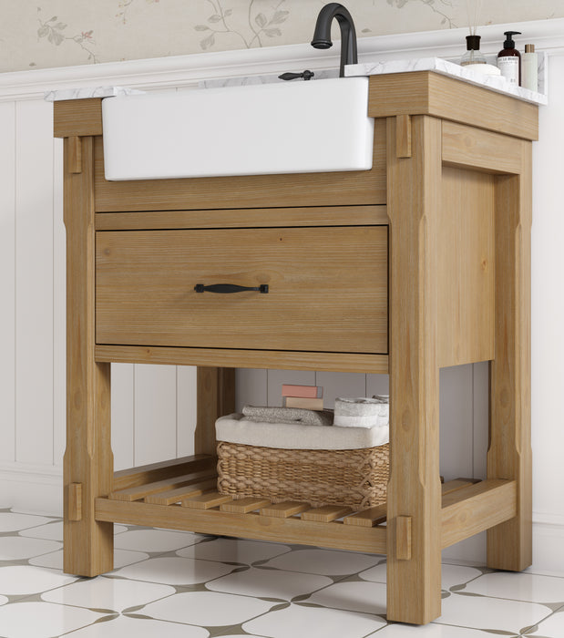 Mina 30" Farmhouse Bathroom Vanity, Backsplash Included