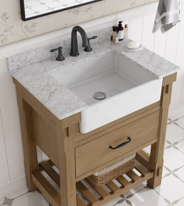Mina 30" Farmhouse Bathroom Vanity, Backsplash Included