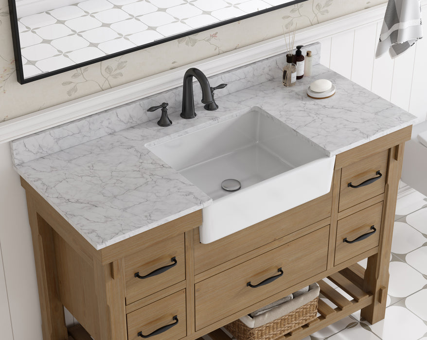Mina 48" Farmhouse Bathroom Vanity, Backsplash Included